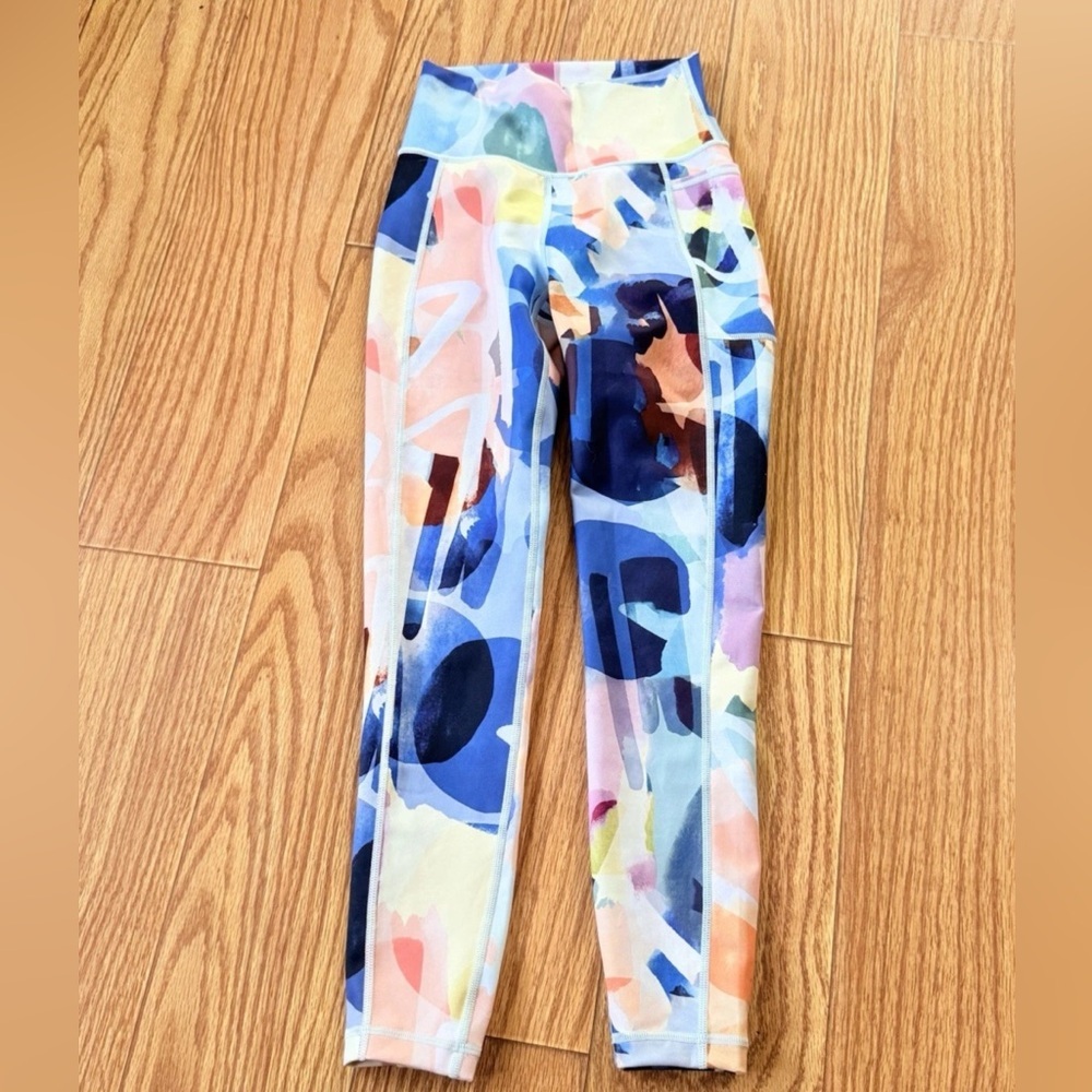 Sweaty Betty Super Sculp Leggings Blue Pink Yellow Multi Sz XS
